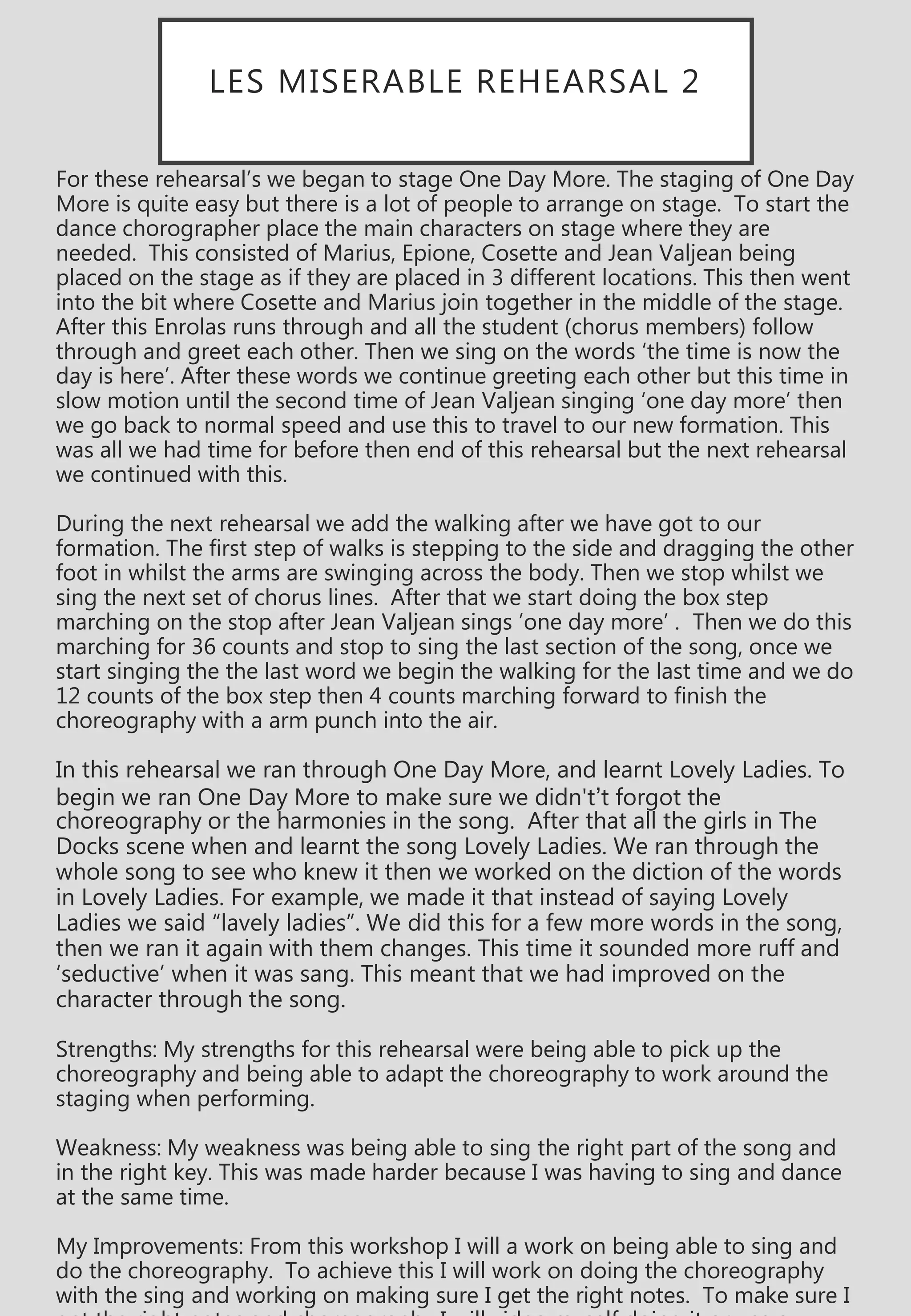 Les Miserable Second Rehearsal | PPTX