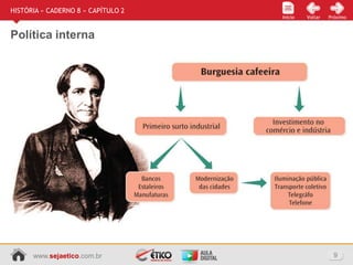 www.sejaetico.com.br 9
Início PróximoVoltarInício
HISTÓRIA » CADERNO 8 » CAPÍTULO 2
Política interna
 