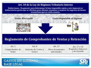 GASTOS SIN SUSTENTO BASE LEGAL 