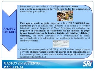 GASTOS SIN SUSTENTO BASE LEGAL 