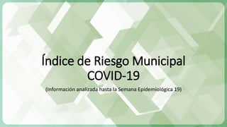 Índice de Riesgo Municipal
COVID-19
(Información analizada hasta la Semana Epidemiológica 19)
 