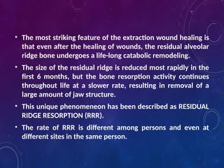 RESIDUAL RIDGE RESORPTION in complete denture | PPTX