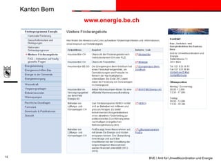 Kanton Bern
www.energie.be.ch

14

BVE / Amt für Umweltkoordination und Energie

 