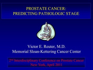 PROSTATE CANCER:PREDICTING PATHOLOGIC STAGE Victor E. Reuter, M.D. Memorial Sloan-Kettering Cancer Center 2nd Interdisciplinary Conference on Prostate Cancer New York, April 2011 