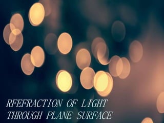 RFEFRACTION OF LIGHT
THROUGH PLANE SURFACE
 