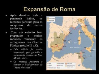 Sulla resignou e devolveu o poder ao Senado Romano, mas no entanto o precedente estava lançado.O fim da republicaUma imensa instabilidade política, na qual revoltas de escravos, guerras civis, ditaduras, tentativas de golpe e governos formalmente ilegais sucederam-se.Em meio a essa crise, formou-se uma aliança envolvendo Crasso e Pompeu, dois generais que se fizeram eleger cônsules em 62 a.C.Entretanto, crescia a fama de Caio Júlio, também general, que havia acabado de conquistar a Gália, detentor de um prestígio cada vez mais amplo junto à plebe romana - e, notadamente, junto ao Exército.