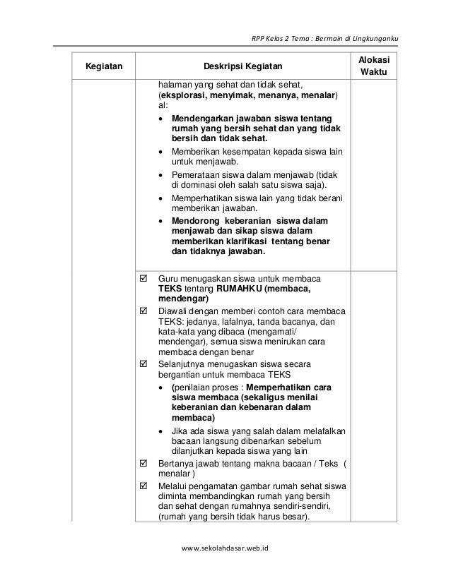 Rpp sd kelas 2 semester 1 bermain di lingkunganku blonya nova
