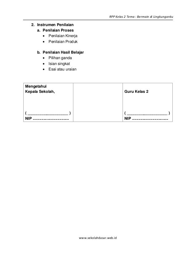 Rpp sd kelas 2 semester 1 bermain di lingkunganku blonya nova