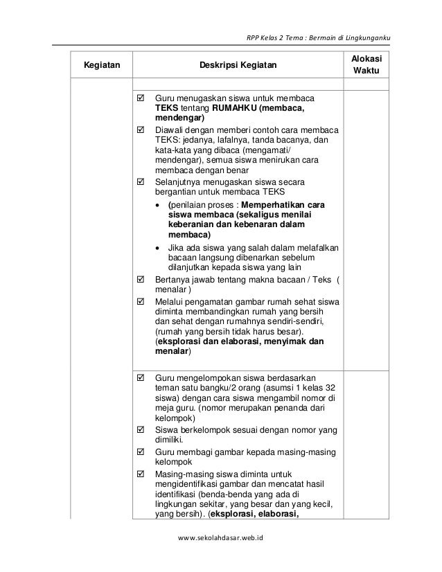 Rpp sd kelas 2 semester 1 bermain di lingkunganku blonya nova
