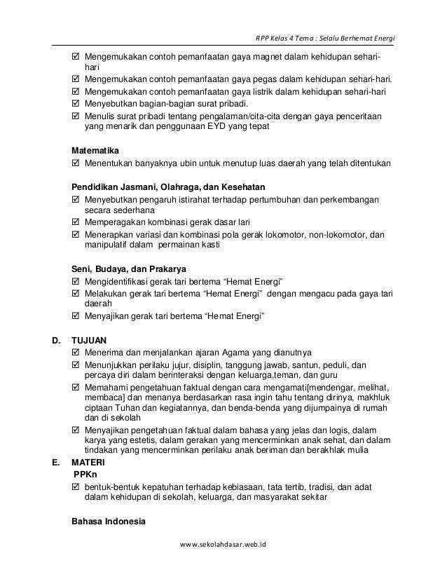 [2] rpp sd kelas 4 semester 1 selalu berhemat energi www 