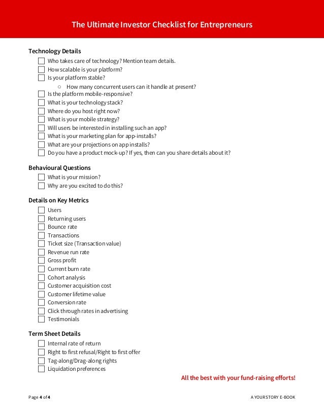 The Ultimate Investor Checklist for Entrepreneurs