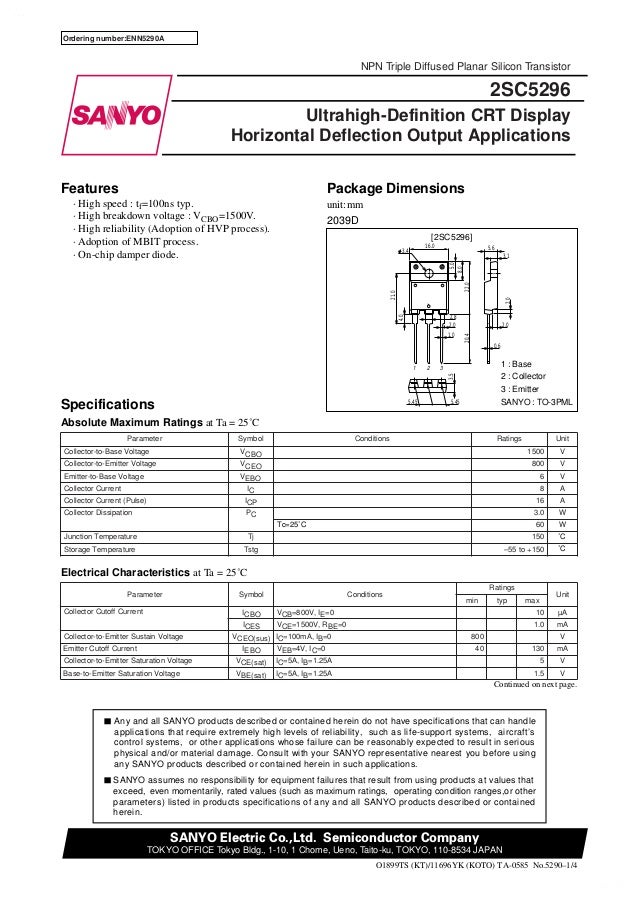 Original NPN Transistor 2SC5296 C5296 5296 TO-3P New Sanyo