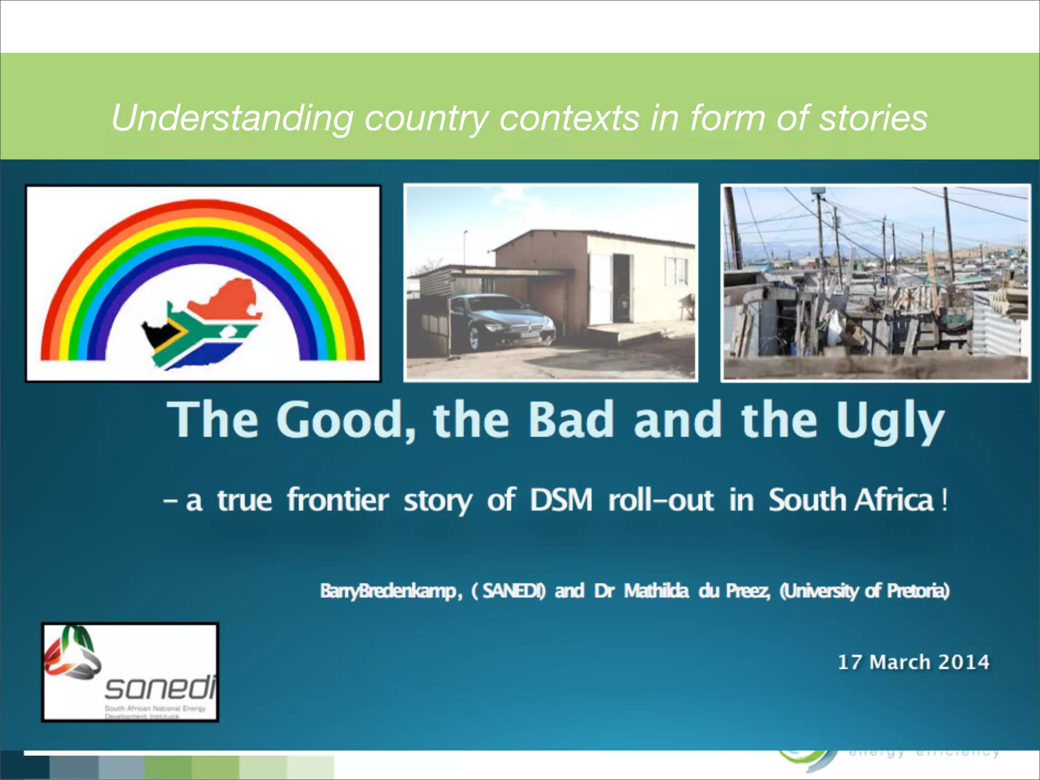 Understanding country contexts in form of stories
 