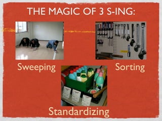 THE MAGIC OF 3 S-ING:




Sweeping              Sorting



      Standardizing
 