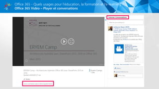 Office 365 Vidéo – Player et conversations
Office 365 - Quels usages pour l’éducation, la formation et l’e-learning ?
 