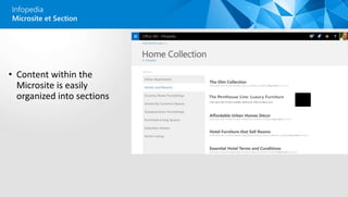 Microsite et Section
Infopedia
 