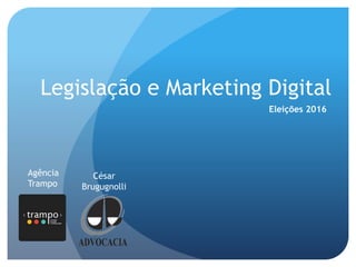 Legislação e Marketing Digital
Eleições 2016
Agência
Trampo
César
Brugugnolli
 