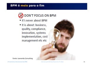 2º Seminário Internacional de BPM ELO Group & Michael Rosemann © 2010 15
BPM é meio para o fim
Fonte: Leonardo Consulting
 