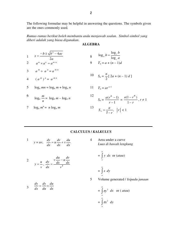 2 senarai rumus add maths k1 trial spm sbp 2010