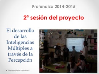 El desarrollo
de las
Inteligencias
Múltiples a
través de la
Percepción
Profundiza 2014-2015
2ª sesión del proyecto
Teresa Izquierdo Fernández
 