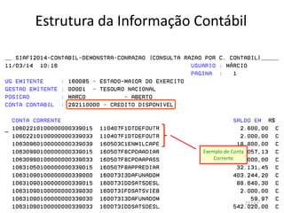 Estrutura da Informação Contábil
Exemplo de Conta
Corrente
27 / 32
 