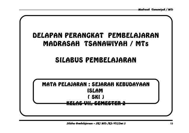 Silabus SKI Kelas VII Semester 1 dan 2