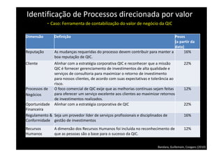 Técnicas de Análise de Valor de
Processos
• Análise de valor-agregado
– Classificar cada tarefa do processo em:
• Valor ad...