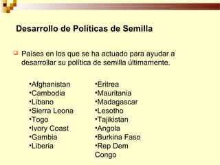 Sistemas Sostenibles de Producción de Semilla, Por Wilson Hugo, FAO