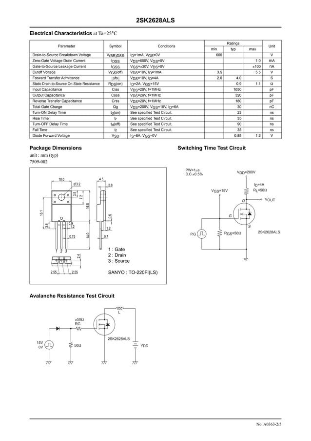Original N-Channel Mosfet 2SK2628 K2628 2628 TO-220 New Rochester ...