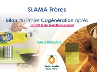 SLAMA Frères 
Bilan du Projet Cogénération après 
17 000 h de fonctionnement 
Tunis le 18/09/2014 
1 
 