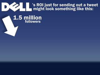 ‟s ROI just for sending out a tweet
         might look something like this:

1.5 million
    followers
 