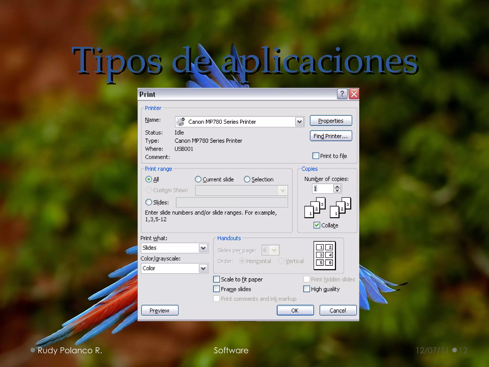 Tipos de aplicaciones 12/07/11 Rudy Polanco R.  Software 