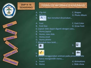 SMP N 18
SEMARANG
TEKNOLOGI INFORMASI & KOMUNIKASI
 