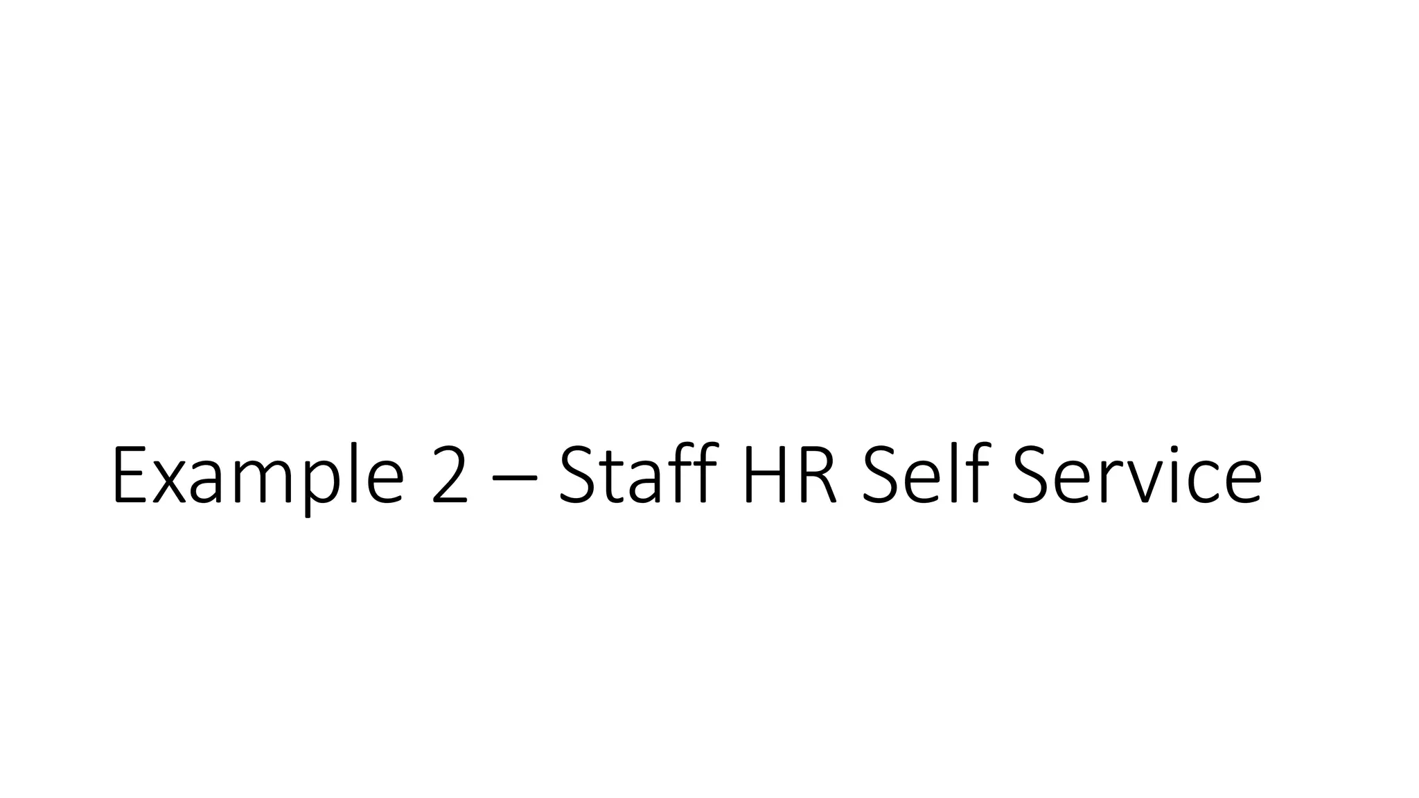 Example 2 – Staff HR Self Service
 