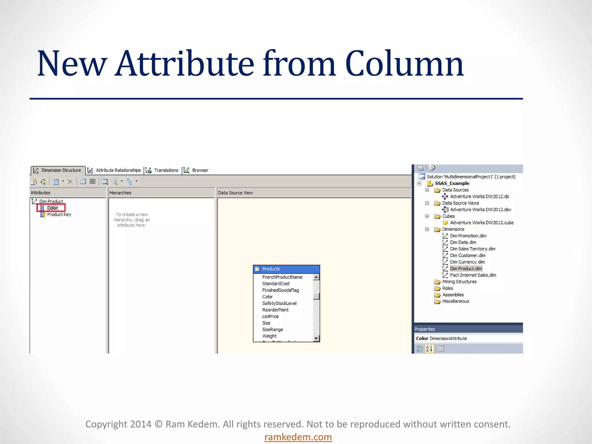 Copyright 2014 © Ram Kedem. All rights reserved. Not to be reproduced without written consent.
ramkedem.com
New Attribute from Column
 