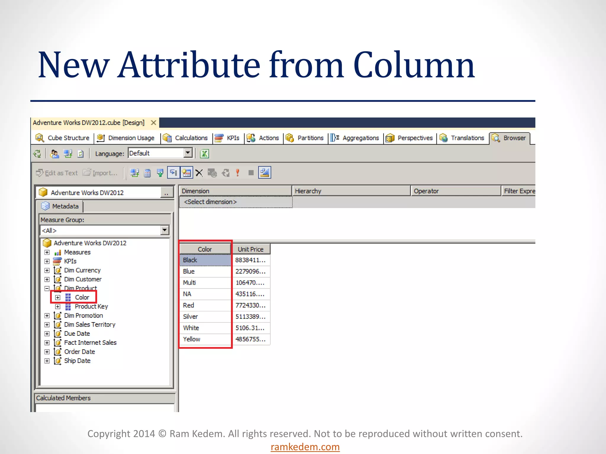 Copyright 2014 © Ram Kedem. All rights reserved. Not to be reproduced without written consent.
ramkedem.com
New Attribute from Column
 