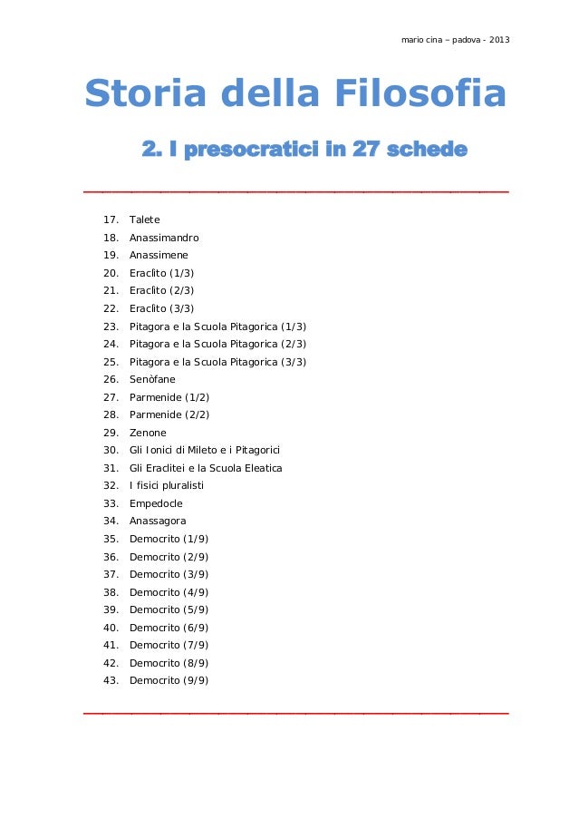 02 Storia Della Filosofia I Presocratici