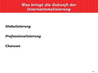 Was bringt die Zukunft der Internationalisierung Globalisierung Professionalisierung Chancen 