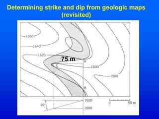 Determining strike and dip from geologic maps
(revisited)
75 m
 