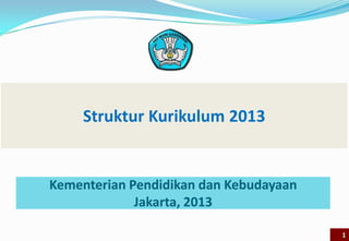 Struktur Kurikulum 2013
1
Kementerian Pendidikan dan Kebudayaan
Jakarta, 2013
 