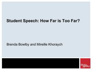 Student Speech: How Far is Too Far?

Brenda Bowlby and Mireille Khoraych

 