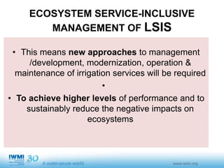 Sustainable Intensification of Agriculture with Sustainable Irrigated Agroecosystem Services