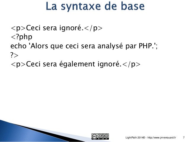 Syntaxe du langage PHP
