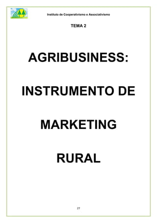 Instituto de Cooperativismo e Associativismo
27
TEMA 2
AGRIBUSINESS:
INSTRUMENTO DE
MARKETING
RURAL
 