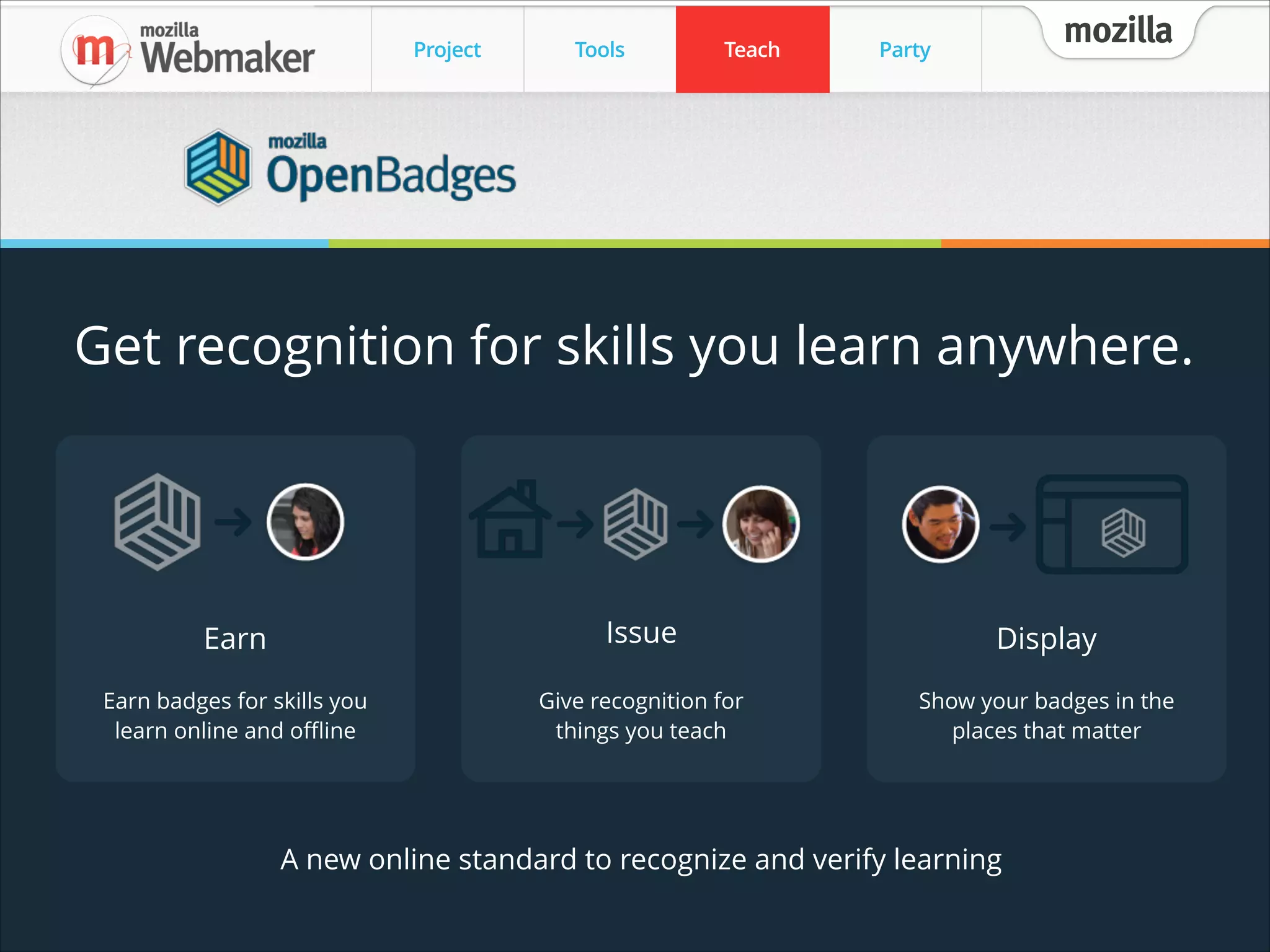 Project

Tools

Teach

Party

mozilla

Kits to teach,
learn and mess
around with
webmaking.
MozTW, Mozilla Taiwan Community

 