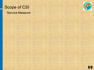 24
Scope of CSI
• Service Measure
 