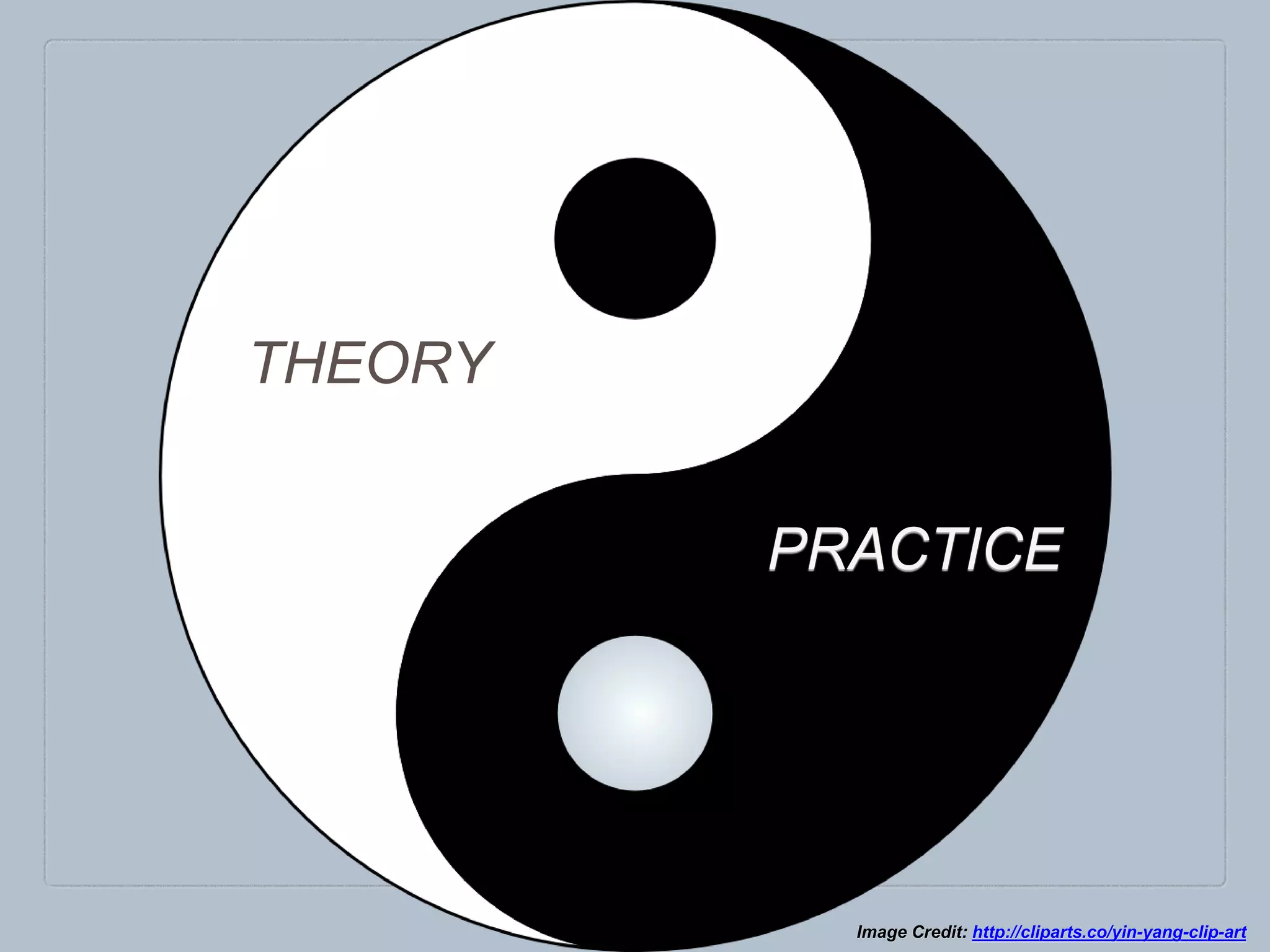 Image Credit: http://cliparts.co/yin-yang-clip-art
THEORY
PRACTICE
 