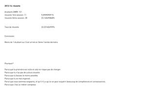 12
2013-14: réussite
étudiants DWM: 121
réussite 1ère session: 11 9,090909091%
réussite 2ème session: 28 23,140495868%
Taux de réussite 32,231404959%
Conclusion
Moins de 1 étudiant sur 3 est arrivé en 3ème l'année dernière.
Pourquoi?
Parce que la première est nulle et cela ne risque pas de changer.
Parce que tu n'as pas de culture visuelle.
Parce que tu bosses le moins possible.
Parce que tu es mal organisé.
Parce que nous sommes exigeants, et qu'il n'y a qu'un an pour acquérir beaucoup de compétences et connaissances.
Parce que c'est un métier complexe.
 