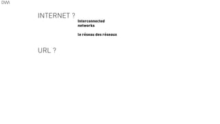 Interconnected
networks
le réseau des réseaux
URL ?
INTERNET ?
 