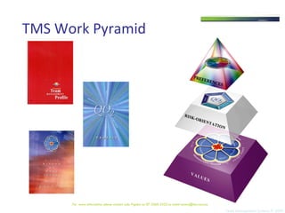TMS Work Pyramid  For  more information please contact Julie Pigdon on 07 3368 2333 or email access@tms.com.au 